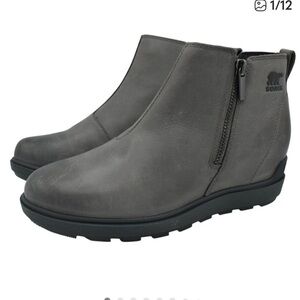Sorel Women's Quarry Gray Leather Ankle Boots